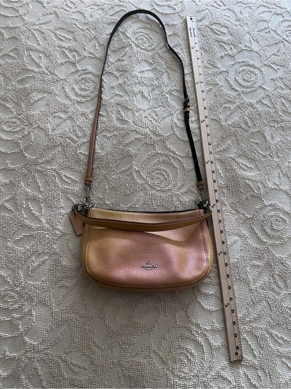Coach Leather Iredescent Pearlescent Hologram Gold-Pink Chelsea Crossbody Purse - Picture 4 of 16
